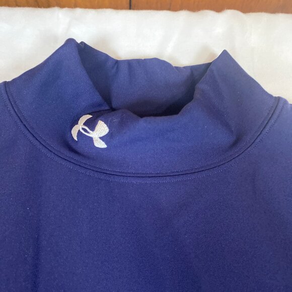 Under Armour Long Sleeve Mock Turtleneck L Nylon Blue Activewear Shirt - Picture 2 of 6